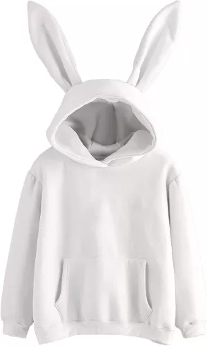 Oversized Hoodies for Teen Girls Cute Bunny Ears Hoodies Kawaii Anime Rabbit Ear Hooded Sweatshirts Teen Girl Clothes Tops