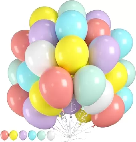 Pastel Rainbow Balloon, Colorful Easter Balloons with Macaron Pink Purple Green Yellow Blue White Balloon Multicolor Balloons for Baby Shower Easter Party Decoration