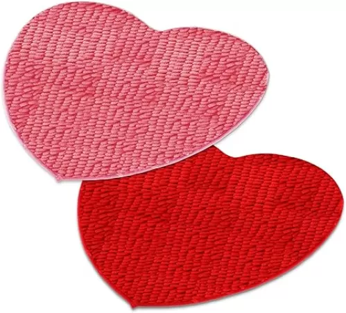 Riakrum 2 Pieces Valentine Heart Rug Bath Mat Valentine