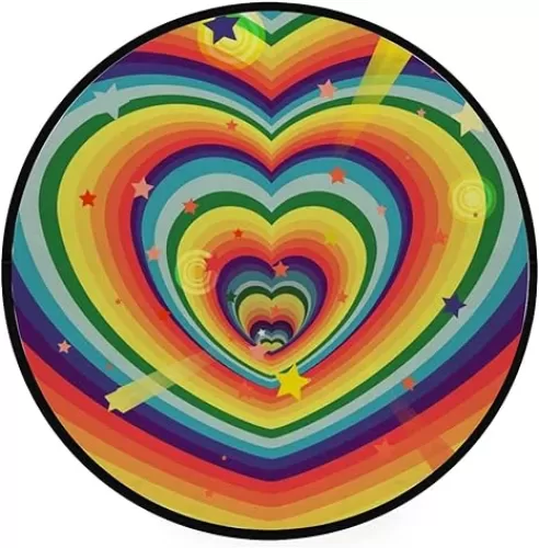 Round Area Rug 3ft Non-Slip Circle Floor Mat Soft Bright Colored Heart Star Nursery Rug Absorbent Kids Baby Play Mat Home Decor