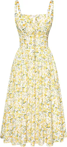 Scarlet Darkness Floral Printed Corset Dress Ruched Bust Cami Dress Flowy Sundress