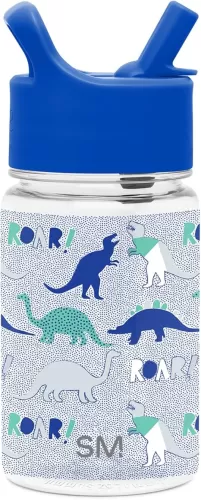 Simple Modern Kids Water Bottle Plastic BPA-Free Tritan Cup with Leak Proof Straw Lid | Reusable and Durable for Toddlers, Boys | Summit Collection | 12oz, Dinosaur Roar
