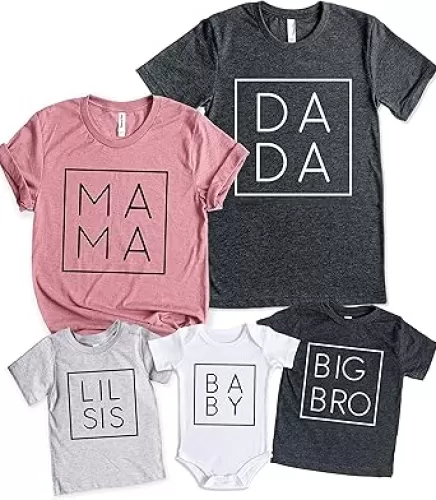 Teeny Fox Mama Dada Lil Sis Big Bro Sister Brother Family Cute Matching Outfits Couple Shirts