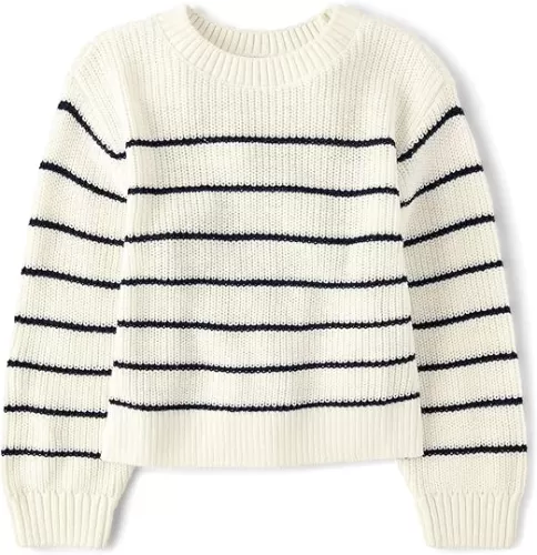The Children's Place Girls' Long Sleeve Crew Neck Pullover Sweater