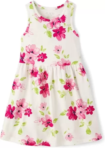 The Children's Place Unisex Child Matching Family Tropical Off Shoulder Short Sleeve Dress