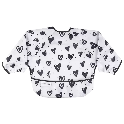 Tiny Twinkle Mess Proof Baby Bib, Waterproof Smock Baby Bib for Eating, Machine Washable Long Sleeve Bib, Baby Led Weaning, Toddler Bib, BLW Supplies(Hearts, Small 6-24 Months)