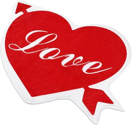 Tioncy Valentine‘s Day Heart Rug Heart Shaped Bathroom Rug Non Slip Washable Kitchen Mat Decorative Love Floor Mat for Shower Bedroom Kitchen(Elegant, 20 x 24 Inches)