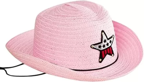 Toddler Cowboy Hat Cowgir? Hat for Boy Girl Retro Wide Brim Western ?traw Sun Hat with Wind Lanyard Dress Up