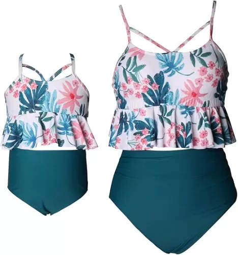 Uhnice Mother Daughter Swimwear Family Matching Girls Swimsuit Women Bikini Set