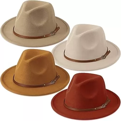Unittype Floppy Hats for Kids Classic Wide Brim Hat Children Felt Panama Hat with Adjustable Belt Buckle Jazz Dress Hat