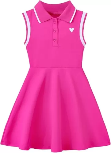 Verdusa Girl's Heart Print Sleeveless Collar Neck Button Front High Waist Flared A Line Dress
