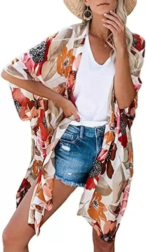 Women's Kimono Swimsuit Coverups Summer Beach Casual Loose Cardigans for Swimwear