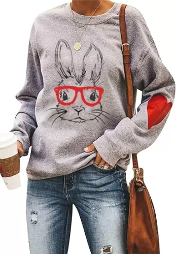YMING Women's St. Patricks Day Loose Fit Sweatshirt Irish Clover Print Long Sleeve Pullover Shamrock Round Neck Shirt Tops