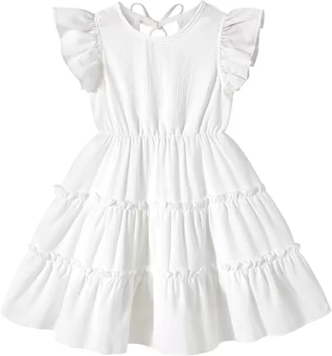 YOUNGER TREE Toddler Dress Baby Girl Summer Clothes Ruffle Sleeve Smock Beach Boho Dresses Sundress