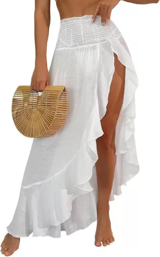 ZAFUL Beach Cover Ups for Women Semi-Sheer Swim Bathing Suit Summer Split Thigh Maxi Skirt Swimsuit Coverup 2025