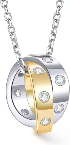 14K Two-Tone Moissanite Necklaces for Women | Gold and Silver Intertwining Moissanite Pendant Necklace - 925 Sterling Silver Trendy Jewelry Gifts for Mom Wife