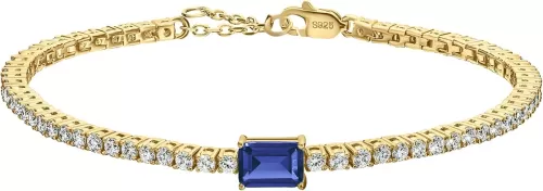 18K White/Yellow Gold Plated Silver Bracelet With Lab Grown Sapphire/Emerald/Ruby Surrounded With Lab Grown Diamond/Moissanite, Bracelet For Women Comes With Gift Box