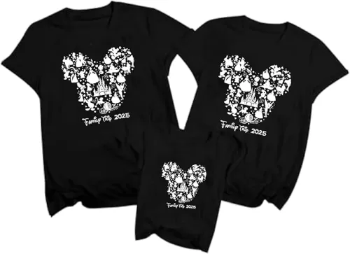 2025 Family Matching Outfits Magical Kingdom Family Graphic Tee Summer Vacation Cruise Trip Travel Tops