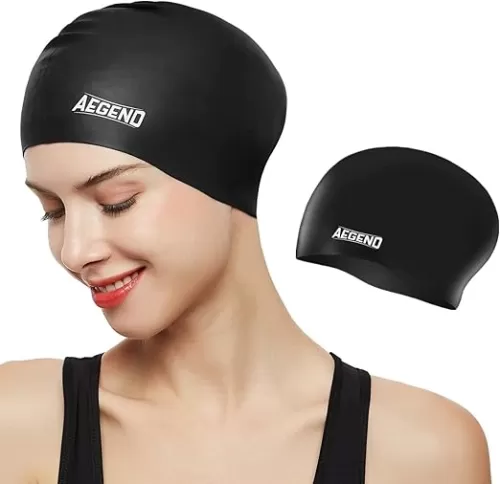 Aegend Swim Caps for Long Hair, Durable Silicone Swimming Caps for Women Men Adults Youths, Easy to Put On and Off, Waterproof Swim Hats Bathing Caps to Keep Hair Dry