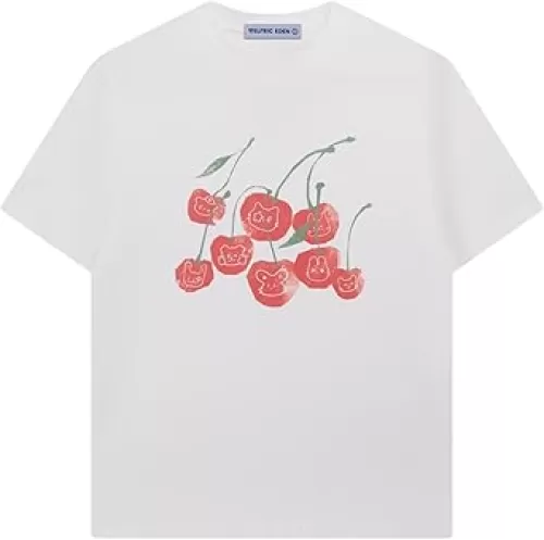 Aelfric Eden Womens Cartoon Cherry Print Tee Graphic Oversized Short Sleeve T Shirts Casual Tops