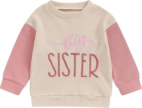 BeQeuewll Fall Toddler Baby Boy Girl Clothes Sister Brother Matching Outfit Letter Print Long Sleeve Sweatshirt Bubble Romper