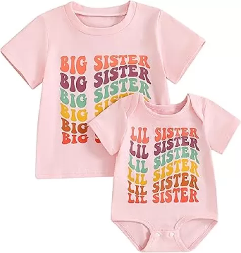 Big Brother Little Brother Big Sister Little Sister Sibling Matching Outfits Newborn Clothes Gift T-shirt Bodysuit Set