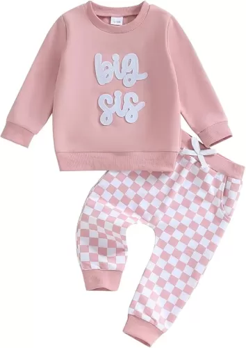Big Brother Little Sister Matching Outfits Long Sleeve Romper/Sweatshirt Pants Set Cute Baby Fall Winter Clothes
