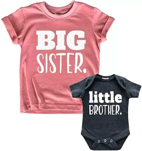 Big Sister Little Brother Outfit Matching Shirts Sets Baby Newborn Outfits Shirt