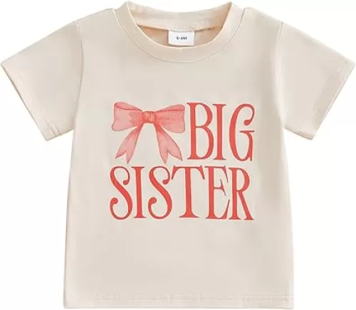 Big Sister Little Sister Matching Outfit Newborn Baby Girl Short Sleeve Romper Toddler Girl T-Shirt Top