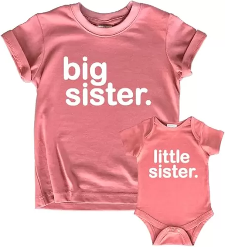 big sister little sister matching outfits shirts set baby toddler newborn girls