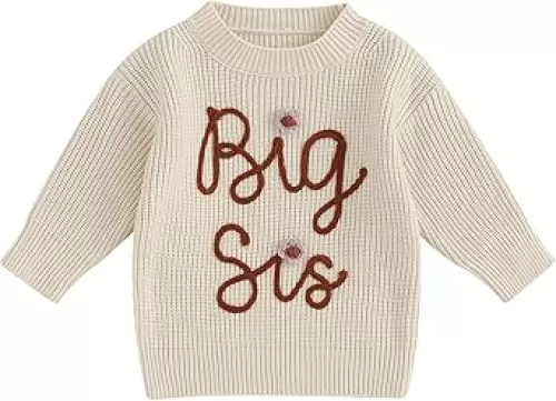 Big Sister Little Sister Matching Outfits Toddler Baby Girl Chunky Knit Sweater Warm Sweatshirt Knitted Fall Clothes