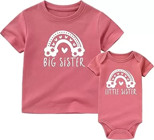 Big Sister Little Sister Matching Outfits Toddler Girl Shirt lil Sis Baby Clothes