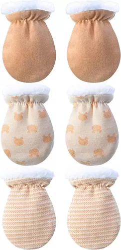 Blulu 3 Pairs Newborn Mitten Gloves Baby Winter Mittens Warm Infant Cotton Mittens