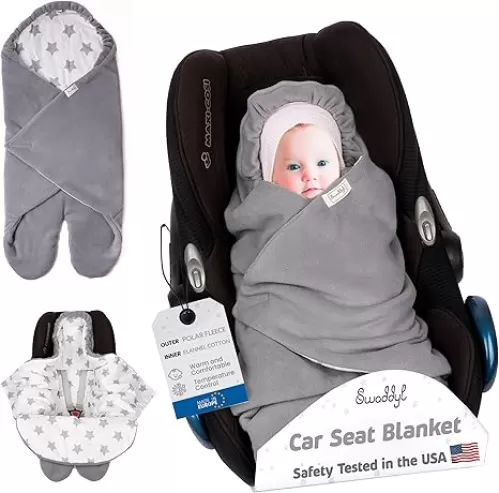 Car seat Blankets for Babies - Baby Footmuff - Carseat Swaddle Blanket - Stroller Bunting Bag for Infants - Baby Newborn Winter Gear (Grey/White)