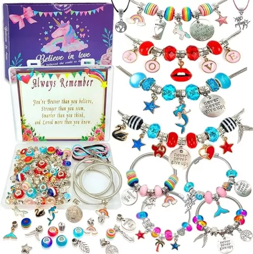 Charm Bracelet/Jewelry Making Kits for Kids Girls, Unicorn Birthday Gifts, Arts Crafts Toys for 5 6 7 8 9 12 Years Old Girls
