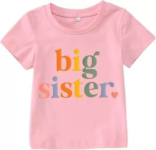 CM C&M WODRO Big Sister Toddler Shirt Promoted to Big Sister Announcement T-Shirt Gifts Little Girls Sibling Matching Outfits