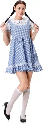 Colorful House Blue and White Gingham Dress Deluxe Adult Book Character Movie Cute Halloween Costumes