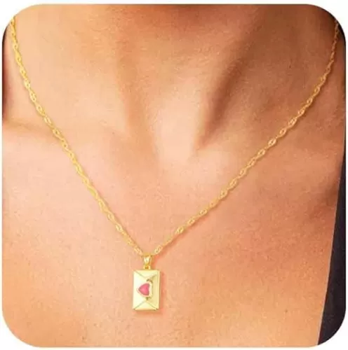 Cute Heart Necklace 14k Gold/Silver Plated Tiny Heart Pendant Choker Necklaces Gold Love Heart Chain Necklace for Women Dainty Gold Jewelry Souvenir Gifts for Women