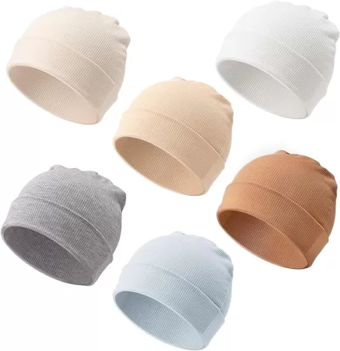 DRESHOW BQUBO 6 Pack Baby Newborn Hats Set for Unisex Infant Newborn Toddler Soft Beanie Hat for Boys Girls 0-24 Months