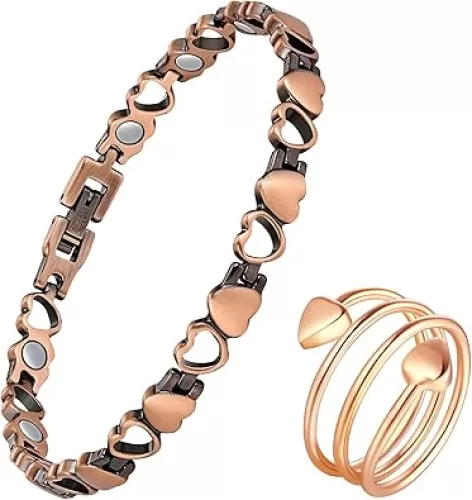 Feraco Copper Bracelets for Women, 99.99% Pure Copper Magnetic Bracelets with Effective Neodymium Magnets, Adjustable Jewelry Gift with Sizing Tool