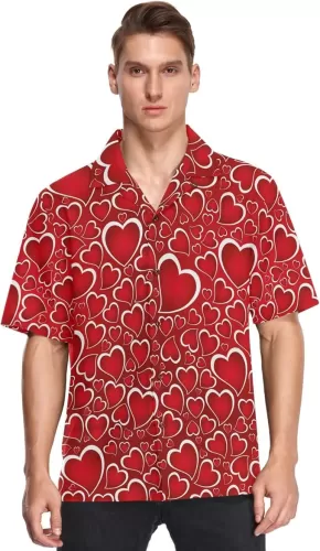 Fisyme Hawaiian Shirt for Men Loose-Fit Short Sleeve Button Down Beach Casual Shirts