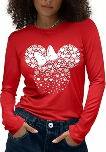 Flafens Long Sleeve T Shirts for Women - Crewneck Womens Graphic Tees Cotton Cute Cool Tshirts Teens Girls Girly