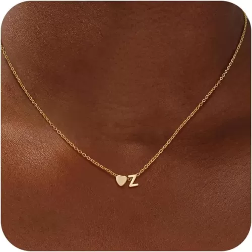 Gold Initial Necklaces for Women 14K Gold Plated Heart Charm Letter A-Z Pendant Dainty Necklace Trendy Heart Necklaces for Women Birthday Christmas Gifts Jewelry for Women