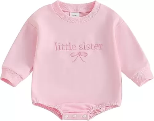 GOOCHEER Big Sister Little Sister Matching Outfit Newborn Baby Girl Long Sleeve Romper Toddler Girl Pullover Sweatshirt Top