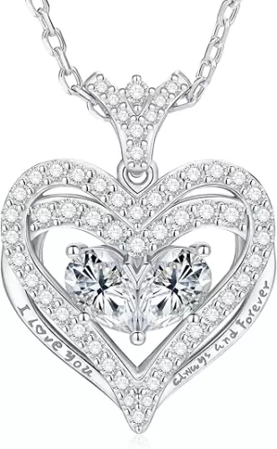 Heart Pendant Necklace 1 Carat Moissanite Pendant S925 Sterling Silver 18K White/Yellow Gold-Plated Heart Shape Pear Cut Moissanite Necklace Gifts for Women, Anniversary Eternity Jewelry