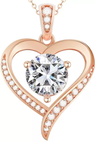 Heart Pendent Necklaces for Women, 1-3ct Moissanite Necklace with I love U Engraving - Anniversary Birthday Gifts for Women Her Wife Girlfriend Mom, 925 Silver Jewelry