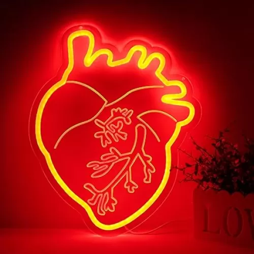 Human Heart Neon Sign for Wall Decor, Led Red Dimmable Heart Neon Light for Man Cave Home Bar Bistro Club Cafe Game Room Bedroom Birthday Party Gifts
