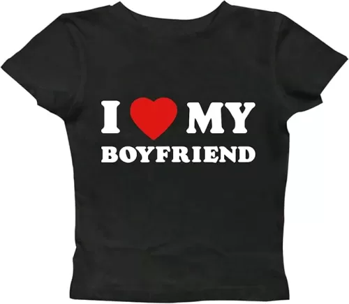 I Love My Boyfriend Cropped T-Shirt I Heart My Boyfriend y2k Crop Top