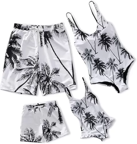 IFFEI Mommy and Me Swimsuits One Piece Monokini Family Matching Bathing Swimwear Beach Wear