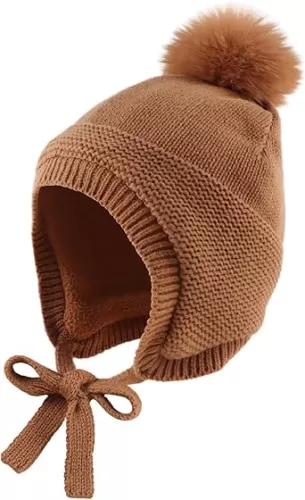 JANGANNSA Basic Winter Baby Boys Beanie Pompom Knitted Girls Hat Kids Earflap Beanies Warm Infant Toddler Hats